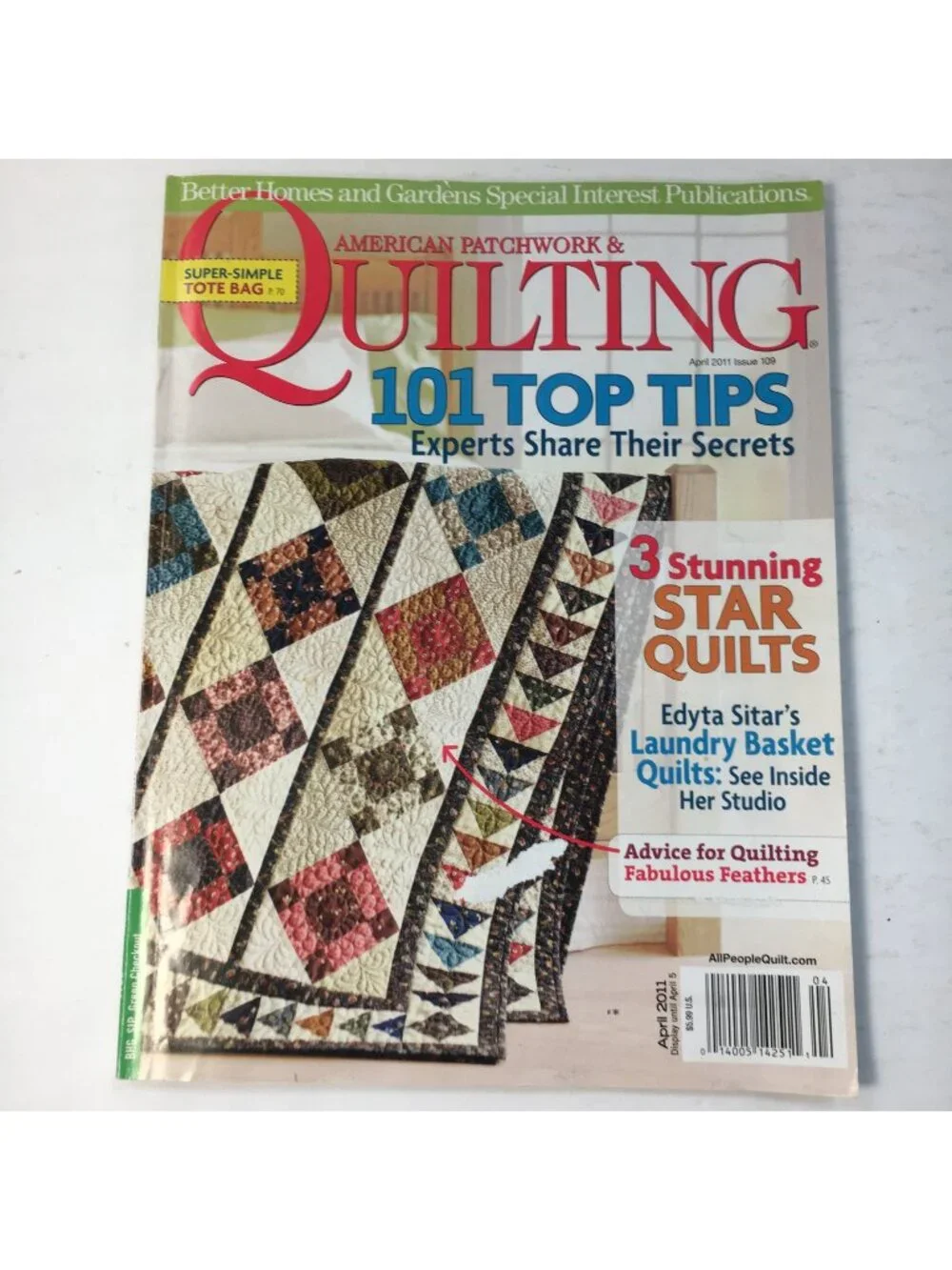 American Patchwork and Quilting April 2011 Magazine 101 Top Tips 3 Star Quilts